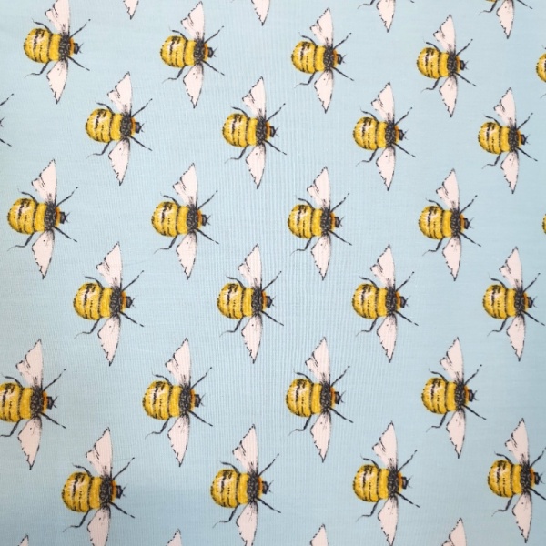 100% Cotton BEES on SKY BLUE